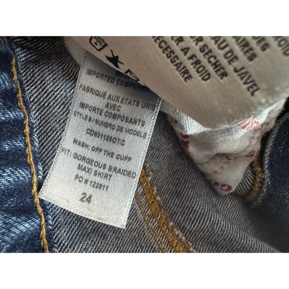 ALICE +‎ OLIVIA JEANS Rye Skirt Braided Denim Maxi Women's Size 24 Blue - Picture 9 of 9